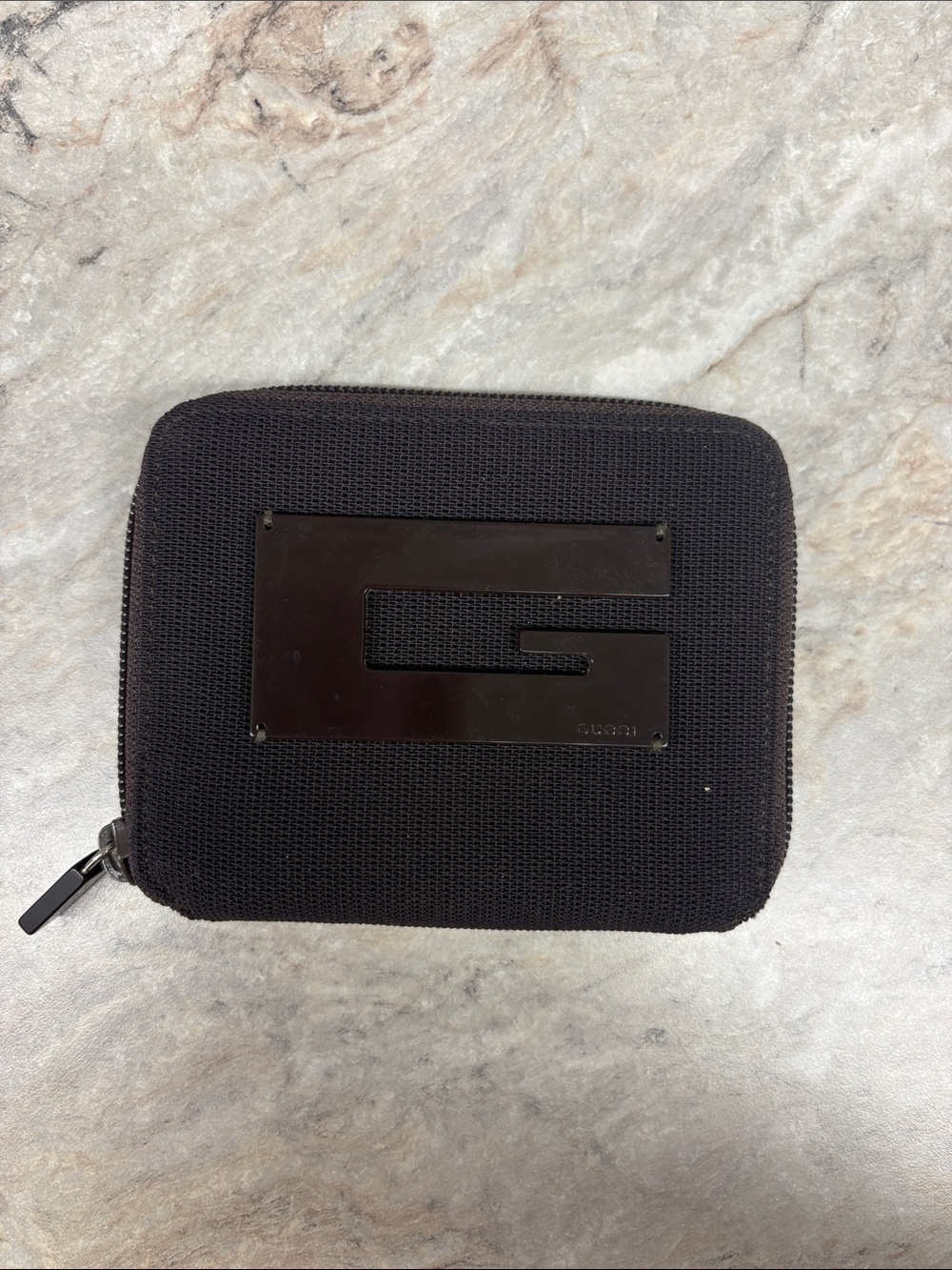 Gucci Black Mesh Zip-Around Card Holder